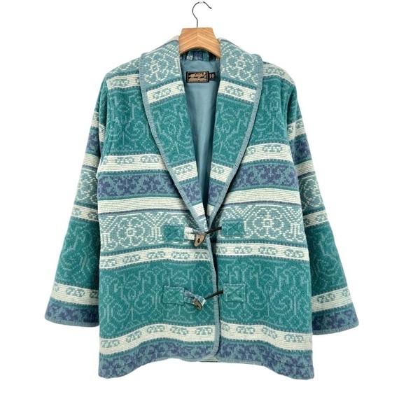 Eddie Bauer Vintage Blanket Wool Barn Toggle Shawl Collar Coat Size MP - Picture 1 of 14